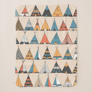 Couverture Sherpa Motif de tipi. Tente d'été autochtone de Wigwam