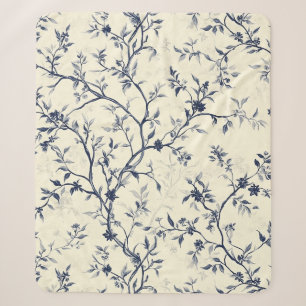 Couverture Sherpa Motif de toile florale vintage bleu (1)