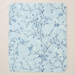 Couverture Sherpa Motif de toile florale vintage bleu (7)