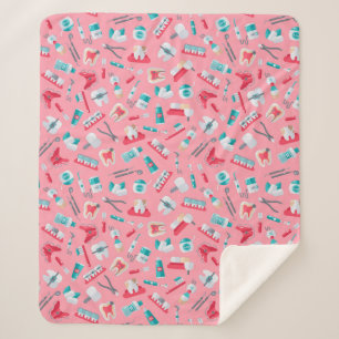 Couverture Sherpa Motif dentaire rose