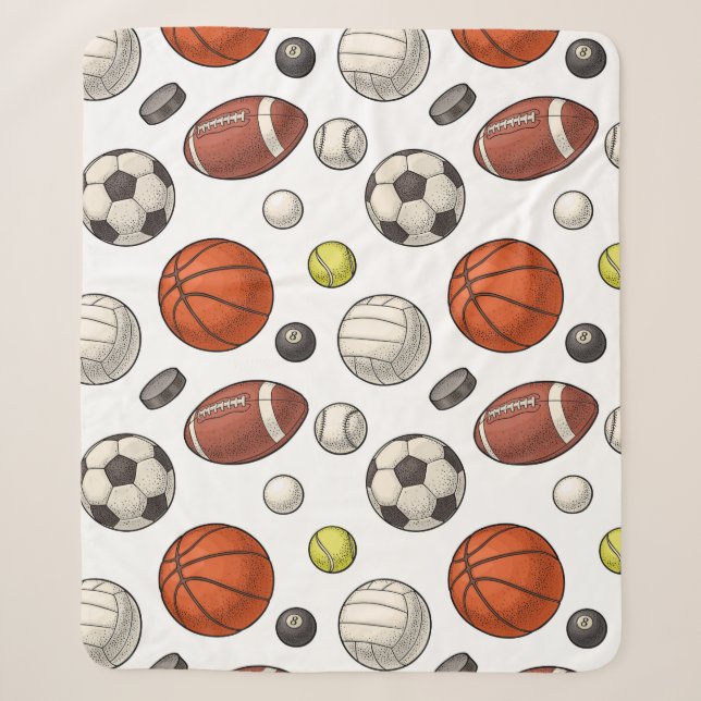Couverture Sherpa Motif d'équipements sportifs (Devant)