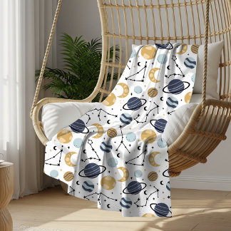 Couverture Sherpa Motif des Constellations du Zodiaque Céleste