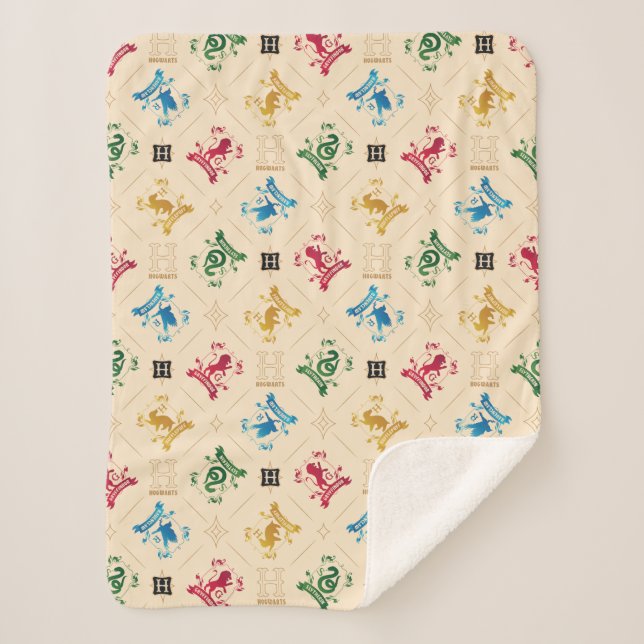 Couverture Sherpa Motif des crêtes de maison Ornate HOGWARTS™ (Devant)