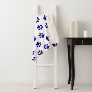 Couverture Sherpa Motif Des Paws, Paws Chiens, Paws Bleus Marine