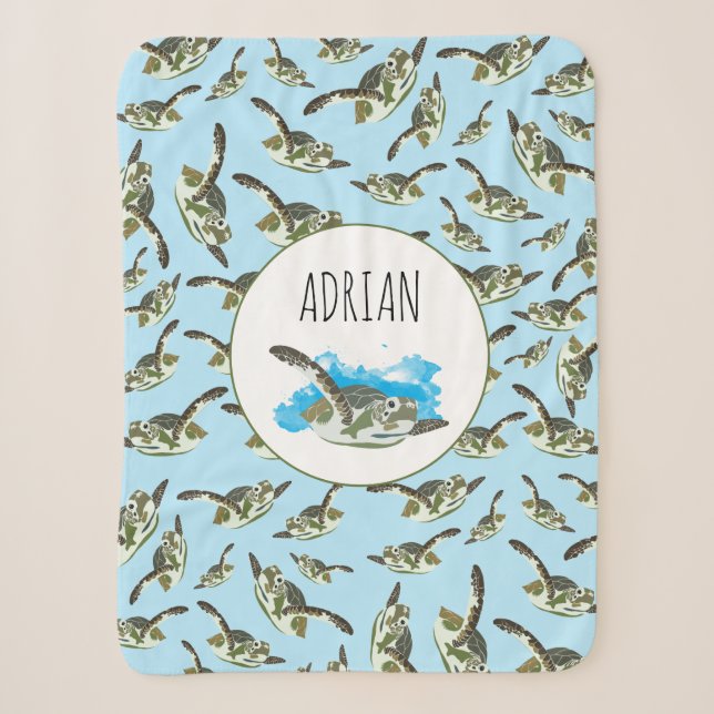 Couverture Sherpa Motif des Tortues de mer (Devant)