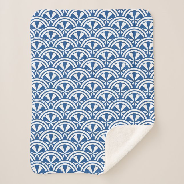Couverture Sherpa Motif des vagues côtières - Le Lotus Blanc (Devant)