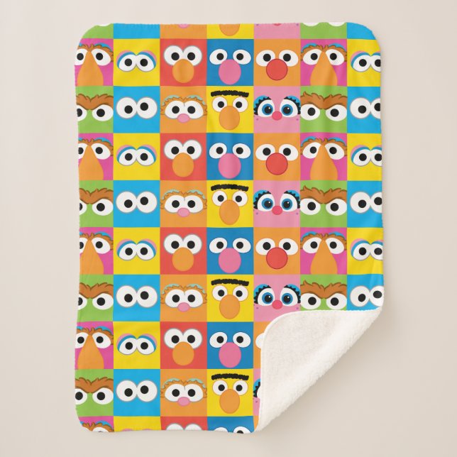 Couverture Sherpa Motif des yeux de caractère de rue Sésame (Devant)
