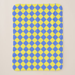 Couverture Sherpa Motif diamant jaune bleu Checker