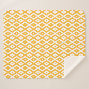 Couverture Sherpa Motif diamant jaune et blanc soleil