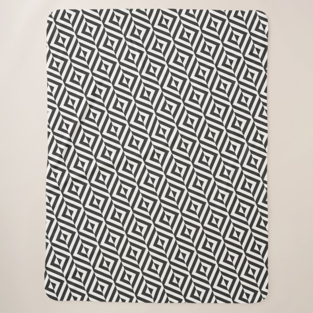 Couverture Sherpa Motif Diamant noir et blanc (Devant)