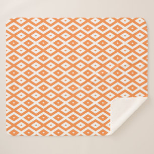 Couverture Sherpa Motif diamant orange et blanc