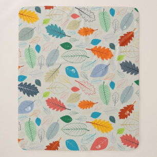 Couverture Sherpa Motif d'illustration Feuilles d'automne vintage