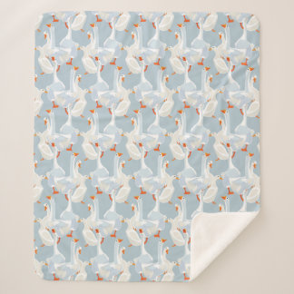 Couverture Sherpa Motif d'oies blanches