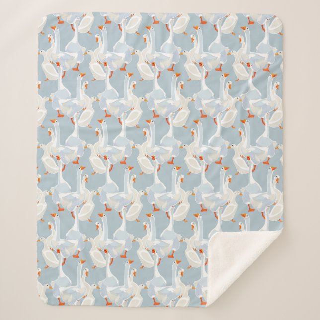 Couverture Sherpa Motif d'oies blanches (Devant)