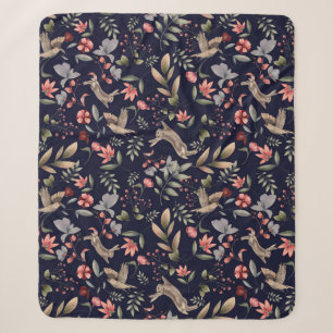 Couverture Sherpa Motif d'oiseaux de lapin sauvage