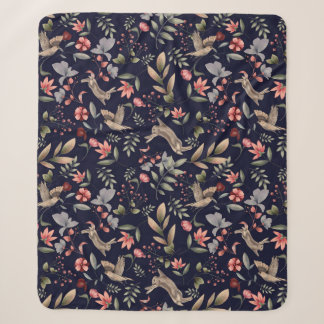Couverture Sherpa Motif d'oiseaux de lapin sauvage