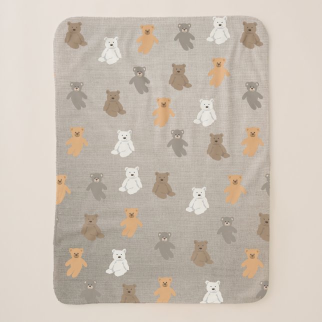 Couverture Sherpa Motif d'ours mou (Devant)