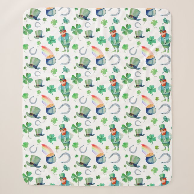 Couverture Sherpa Motif du jour de St Patrick d'aquarelle (Devant)