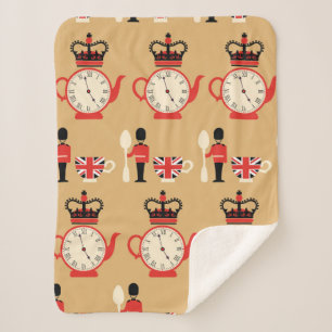 Couverture Sherpa motif du thé anglais transparent
