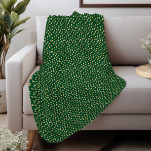 Couverture Sherpa Motif élégant à points dorés sur fond vert émeraud