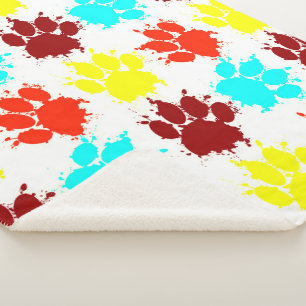 Couverture Sherpa Motif Empreinte de patte de Peinture Splatter Dog