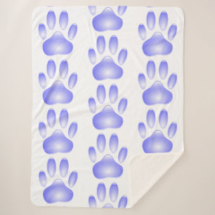 Couverture Sherpa Motif Empreinte de patte en verre bleu