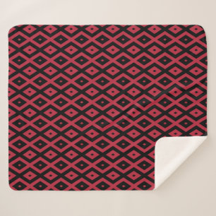 Couverture Sherpa Motif en diamant rouge et noir