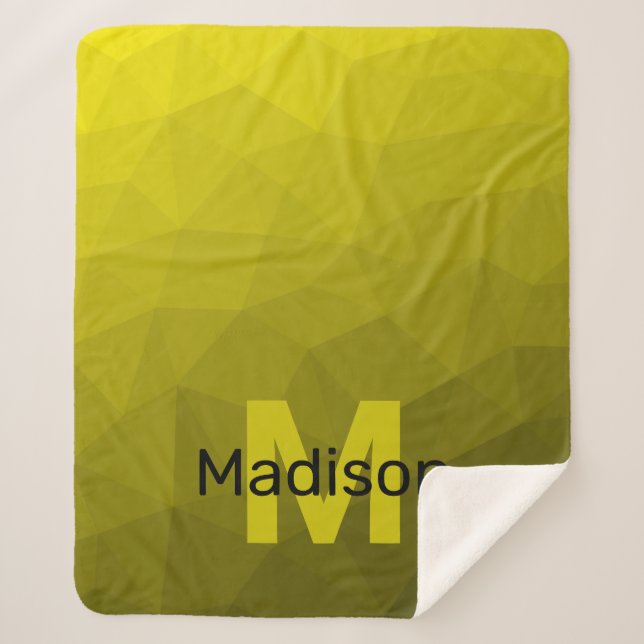 Couverture Sherpa Motif en maille géométrique gris foncé jaune (Devant)