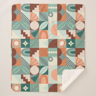 Couverture Sherpa Motif en mosaïque abstrait et géométrique.