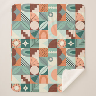 Couverture Sherpa Motif en mosaïque abstrait et géométrique.