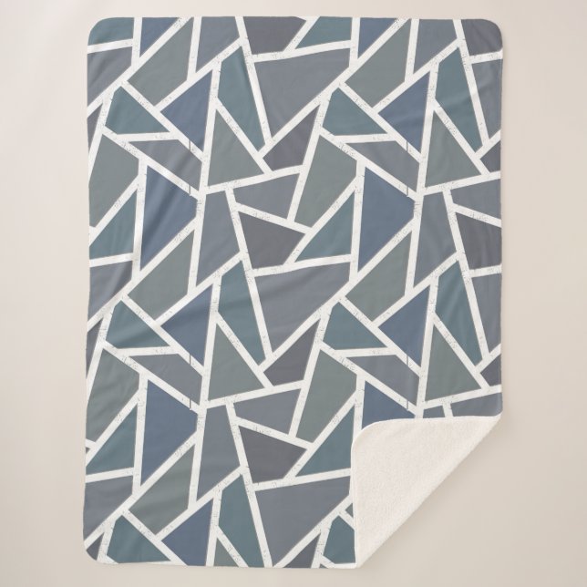 Couverture Sherpa Motif en mosaïque gris bleu (Devant)
