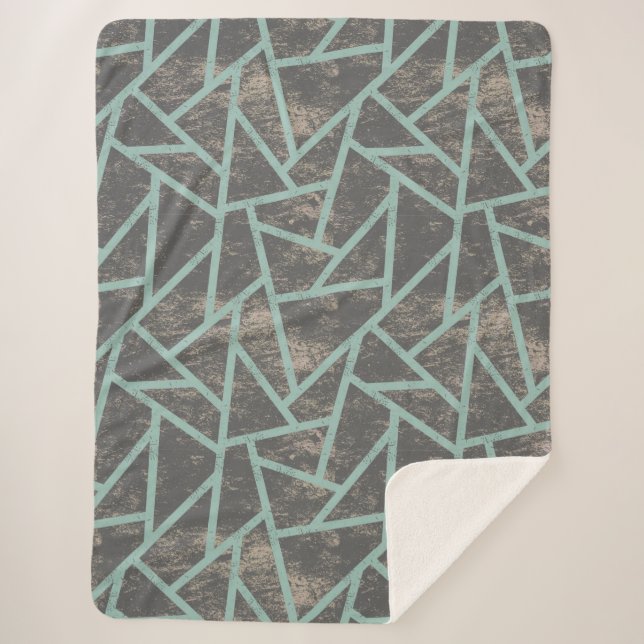 Couverture Sherpa Motif en mosaïque vert pâle et gris (Devant)
