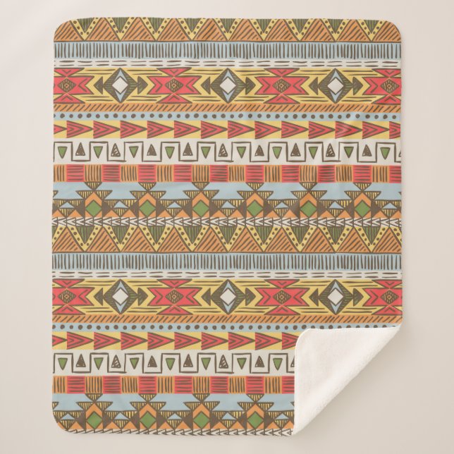 Couverture Sherpa Motif ethnique sans charme dans des couleurs vives (Devant)