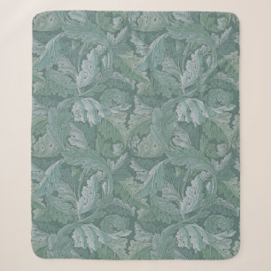Couverture Sherpa Motif feuille d'acanthe bleu sarcelle de William M