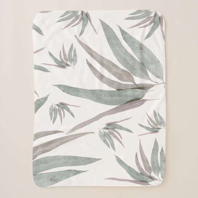 Couverture Sherpa Motif Feuille de l'Eucalyptus (Devant)