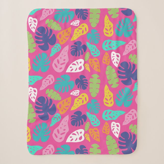Couverture Sherpa Motif Feuille d'été de couleur vive (Devant)