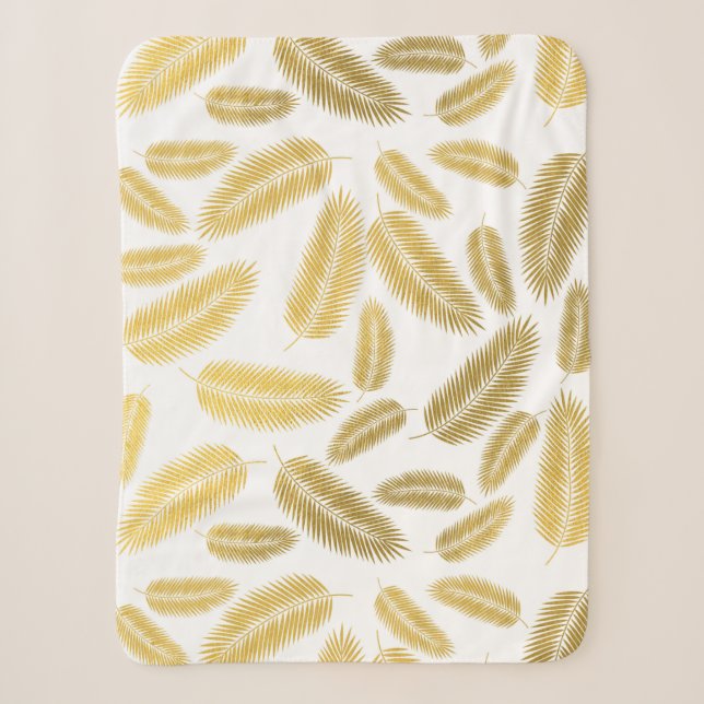 Couverture Sherpa Motif Feuille Faux Gold Palm (Devant)