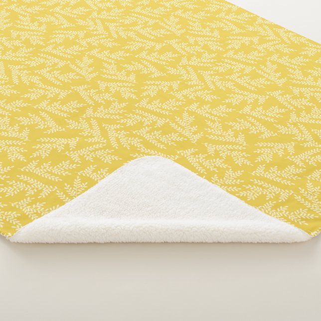 Couverture Sherpa Motif Feuille moderne de moutarde jaune (3/4)