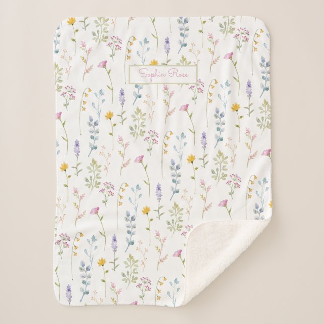 Couverture Sherpa Motif Fleur sauvage mignon (Devant)