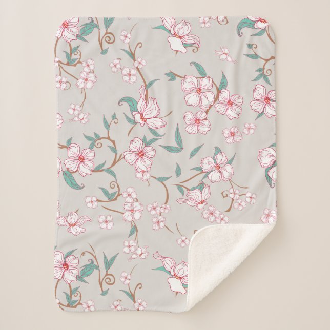 Couverture Sherpa Motif Fleurs déplaisantes (Devant)