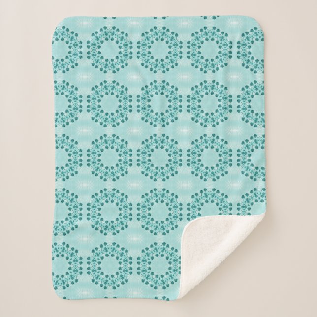 Couverture Sherpa Motif floral, bleu Turquoise (Devant)