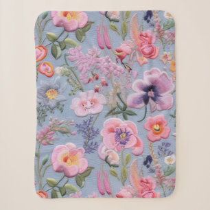 Couverture Sherpa Motif floral brodé