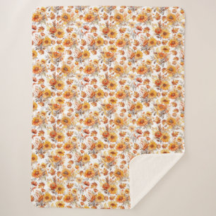 Couverture Sherpa Motif floral d'automne B01