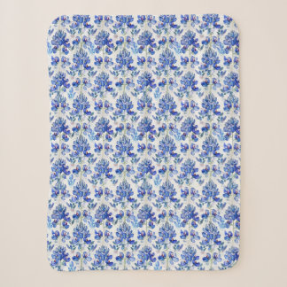 Couverture Sherpa Motif floral de Lupin bleu et blanc