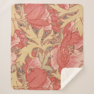 Couverture Sherpa Motif floral de Nouveau d'art de pavots de William