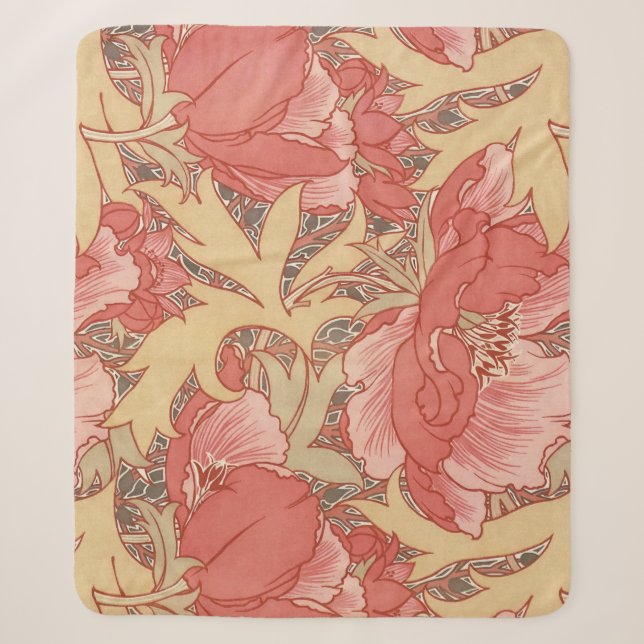Couverture Sherpa Motif floral de Nouveau d'art de pavots de William (Devant)