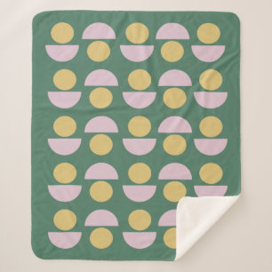 Couverture Sherpa Motif floral géométrique scandinave en vert