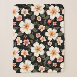 Couverture Sherpa Motif floral lumineux sur fond noir