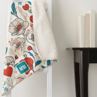 Couverture Sherpa Motif floral minimaliste moderne arrière - plan be