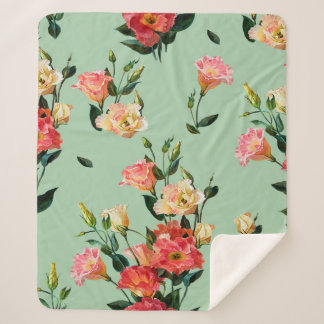 Couverture Sherpa Motif floral sans couture dans le style victorien.